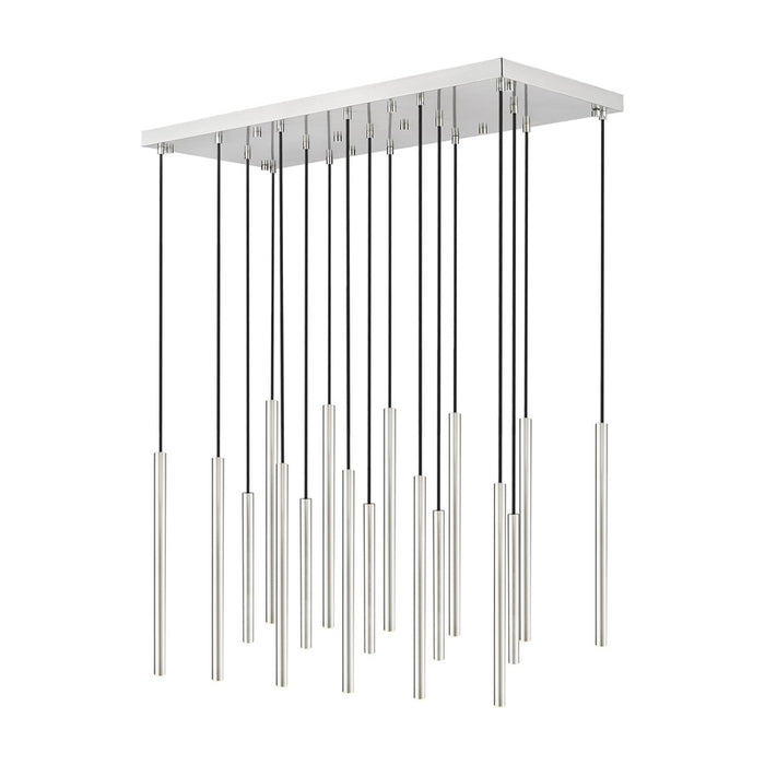 Z-Lite Forest 17Lt 42" LED Linear Chandelier, Nickel/Nickel
