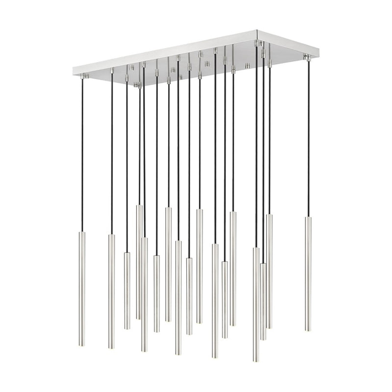 Z-Lite Forest 17 Light 42" LED Linear Chandelier, Nickel/Nickel