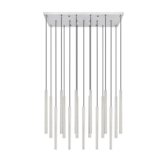 Z-Lite Forest 17 Light 42" LED Linear Chandelier, Nickel/Nickel