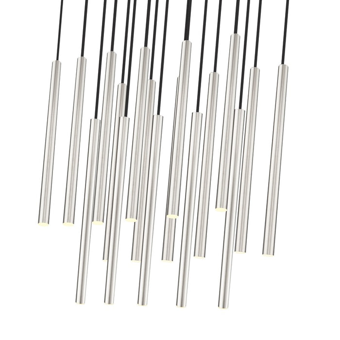 Z-Lite Forest 17 Light 42" LED Linear Chandelier, Nickel/Nickel