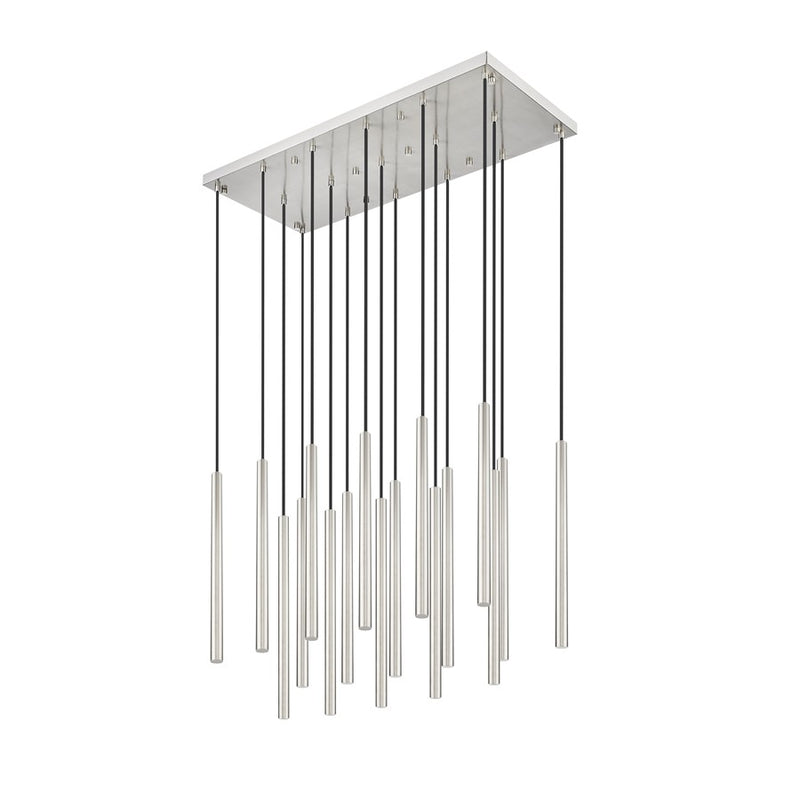 Z-Lite Forest 17 Light 42" LED Linear Chandelier, Nickel/Nickel