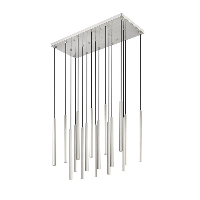 Z-Lite Forest 17 Light 42" LED Linear Chandelier, Nickel/Nickel