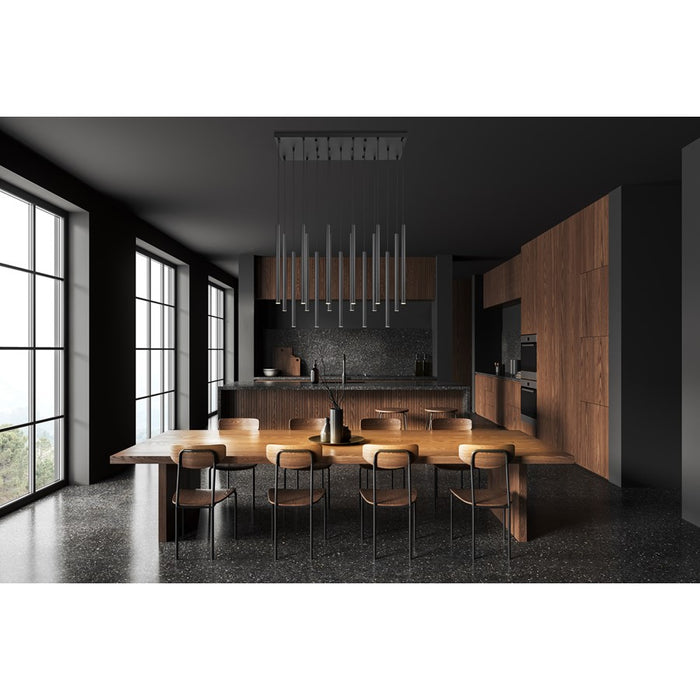 Z-Lite Forest 17 Light 42" LED Linear Chandelier, Black/Black