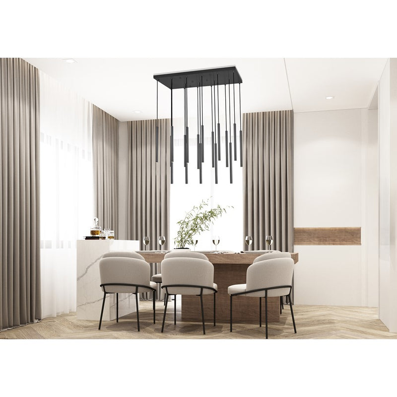 Z-Lite Forest 17Lt 42" LED Linear Chandelier, Black/Black
