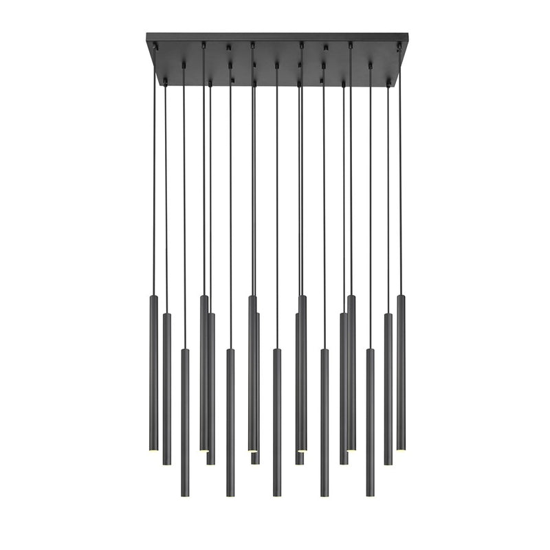 Z-Lite Forest 17 Light 42" LED Linear Chandelier, Black/Black