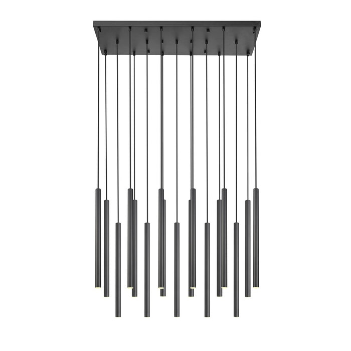 Z-Lite Forest 17 Light 42" LED Linear Chandelier, Black/Black