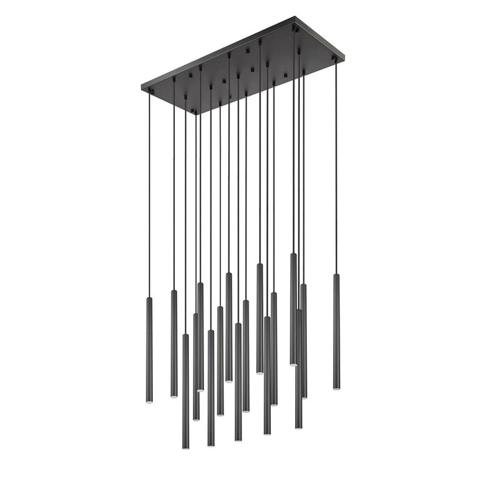 Z-Lite Forest 17 Light 42" LED Linear Chandelier, Black/Black