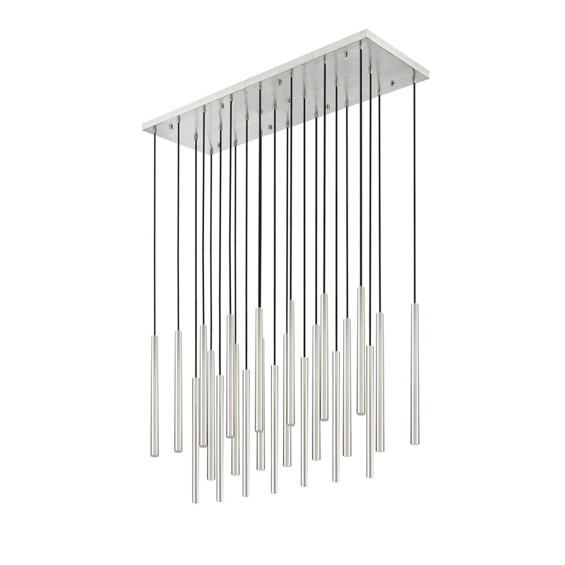 Z-Lite Forest 23 Light 54" LED Linear Chandelier, Nickel/Nickel