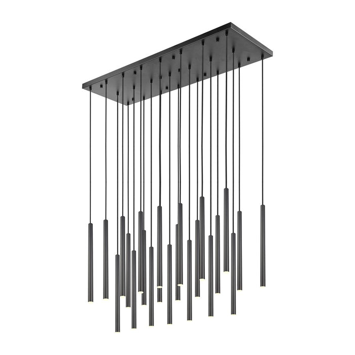 Z-Lite Forest 23Lt 54" LED Linear Chandelier, Black/Black - 919MP24-23L-MB-LED
