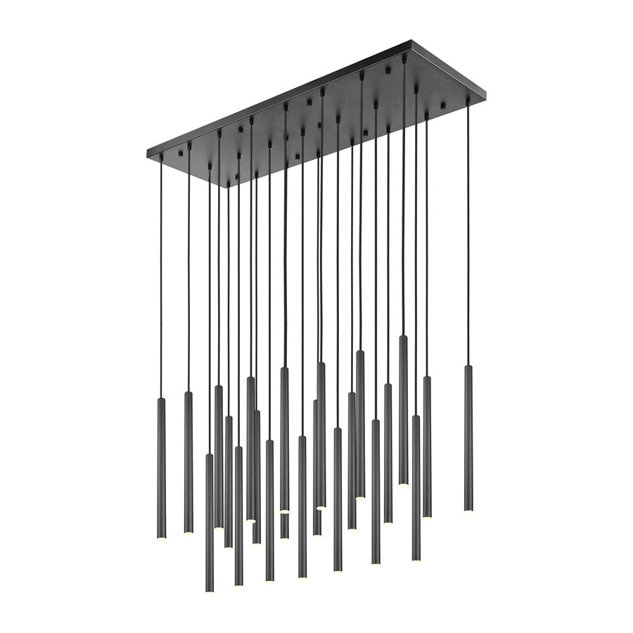Z-Lite Forest 23Lt 54" LED Linear Chandelier, Black/Black - 919MP24-23L-MB-LED