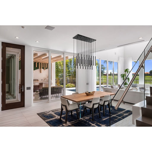 Z-Lite Forest 23Lt 54" LED Linear Chandelier, Black/Black