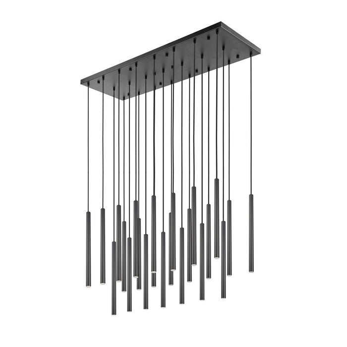 Z-Lite Forest 23 Light 54" LED Linear Chandelier, Black/Black