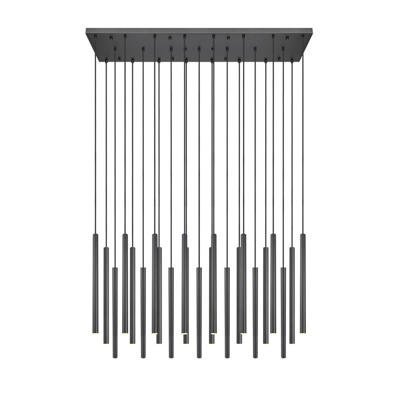 Z-Lite Forest 23Lt 54" LED Linear Chandelier, Black/Black