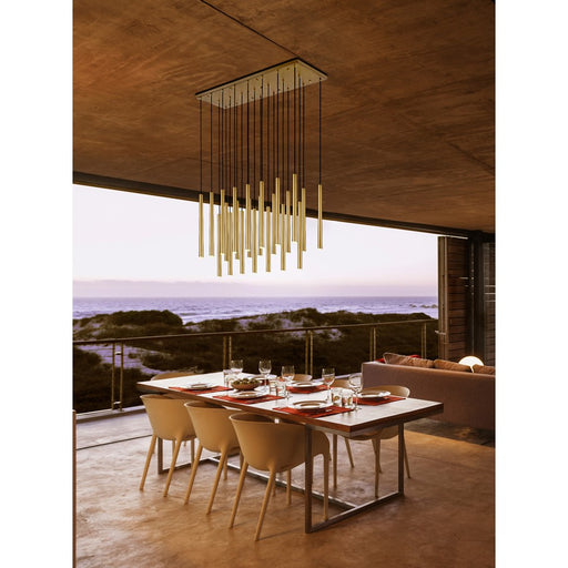 Z-Lite Forest 23 Light 54" LED Linear Chandelier, Gold/Gold