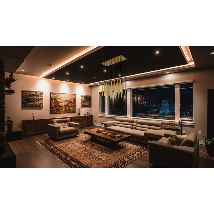 Z-Lite Forest 23 Light 54" LED Linear Chandelier, Gold/Gold