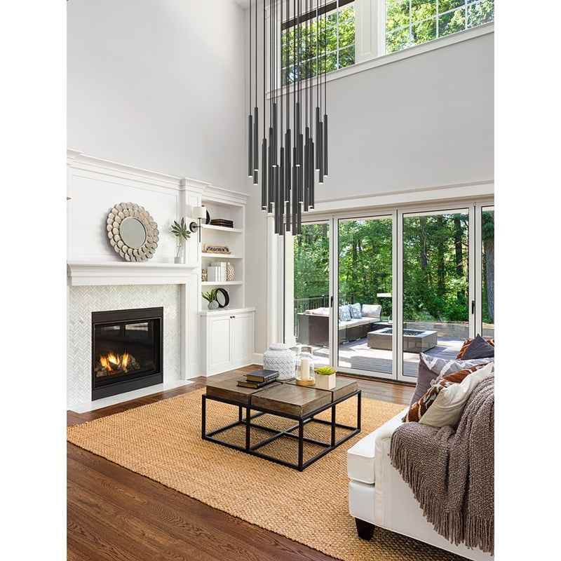 Z-Lite Forest 27Lt 36" LED Chandelier, Black/Black