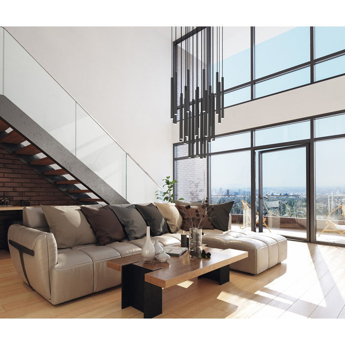 Z-Lite Forest 27Lt 36" LED Chandelier, Black/Black