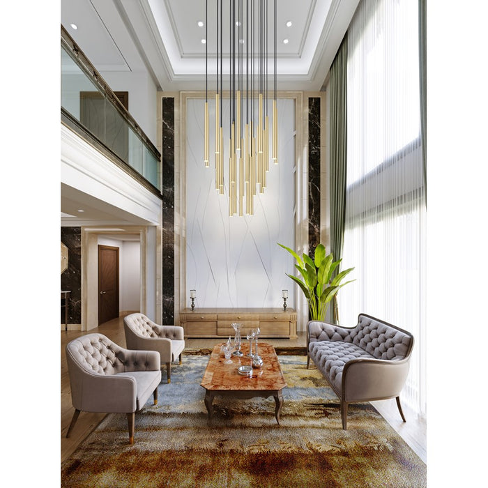 Z-Lite Forest 27 Light 36" LED Chandelier, Gold/Gold