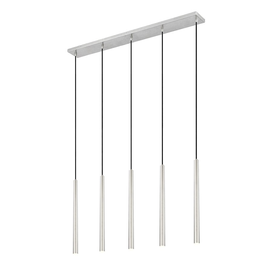 Z-Lite Forest 5 Light 42" LED Linear Chandelier, Nickel/Nickel - 919MP24-5L-BN-LED