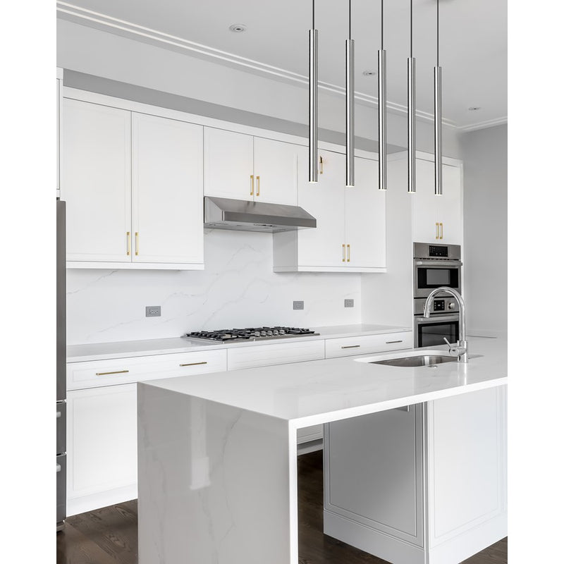 Z-Lite Forest 5Lt 42" LED Linear Chandelier, Nickel/Nickel