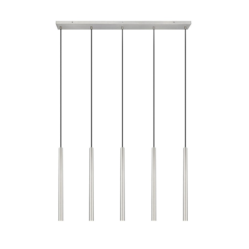 Z-Lite Forest 5Lt 42" LED Linear Chandelier, Nickel/Nickel