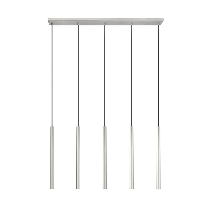 Z-Lite Forest 5Lt 42" LED Linear Chandelier, Nickel/Nickel
