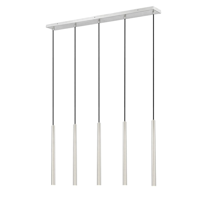 Z-Lite Forest 5Lt 42" LED Linear Chandelier, Nickel/Nickel