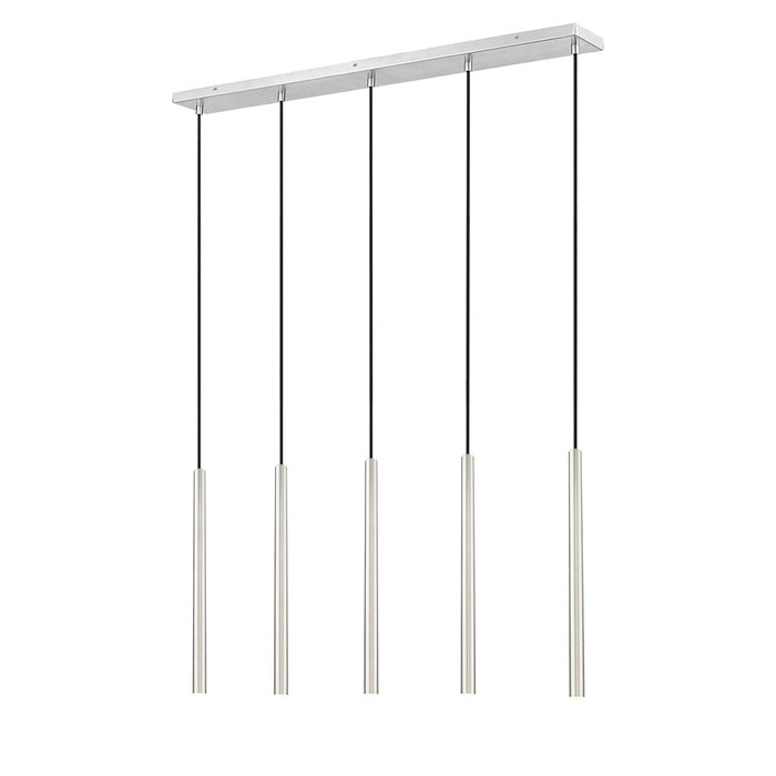 Z-Lite Forest 5 Light 42" LED Linear Chandelier, Nickel/Nickel