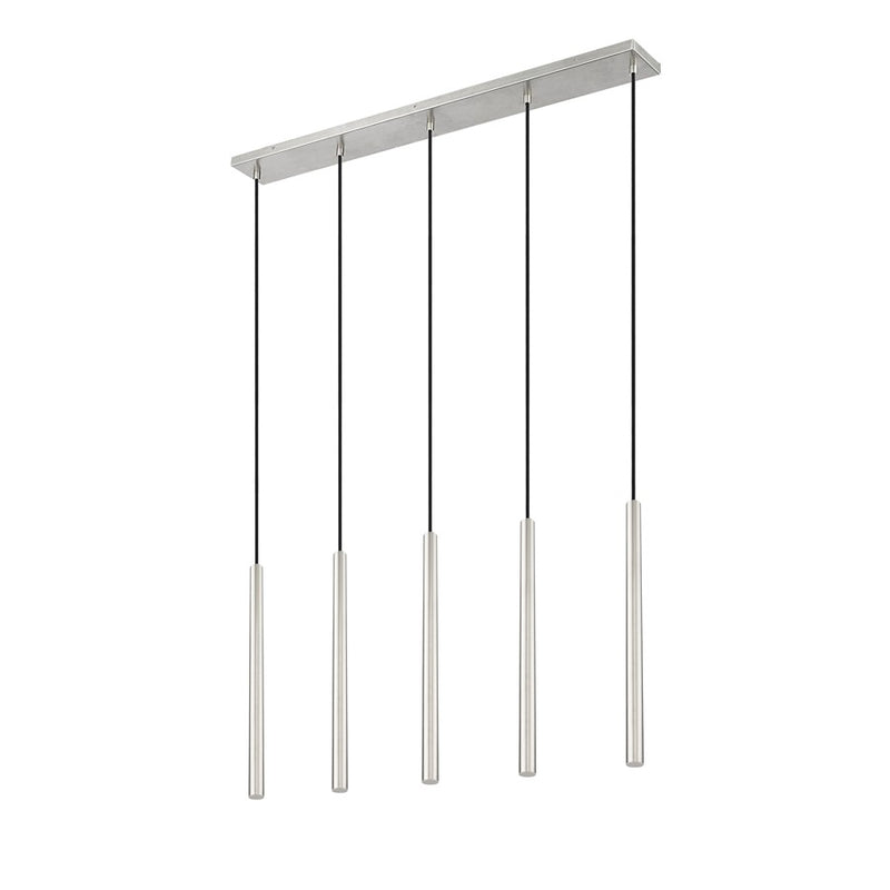 Z-Lite Forest 5Lt 42" LED Linear Chandelier, Nickel/Nickel