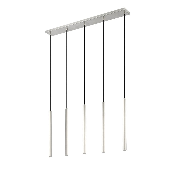 Z-Lite Forest 5 Light 42" LED Linear Chandelier, Nickel/Nickel