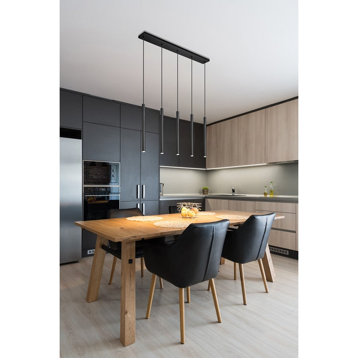 Z-Lite Forest 5 Light 42" LED Linear Chandelier, Black/Black