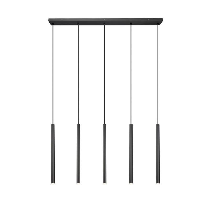 Z-Lite Forest 5 Light 42" LED Linear Chandelier, Black/Black
