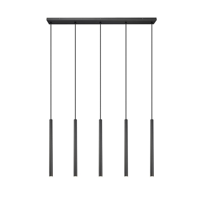 Z-Lite Forest 5 Light 42" LED Linear Chandelier, Black/Black