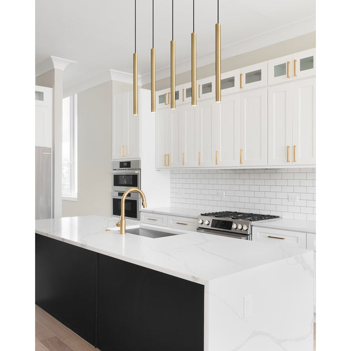 Z-Lite Forest 5Lt 42" LED Linear Chandelier, Gold/Gold