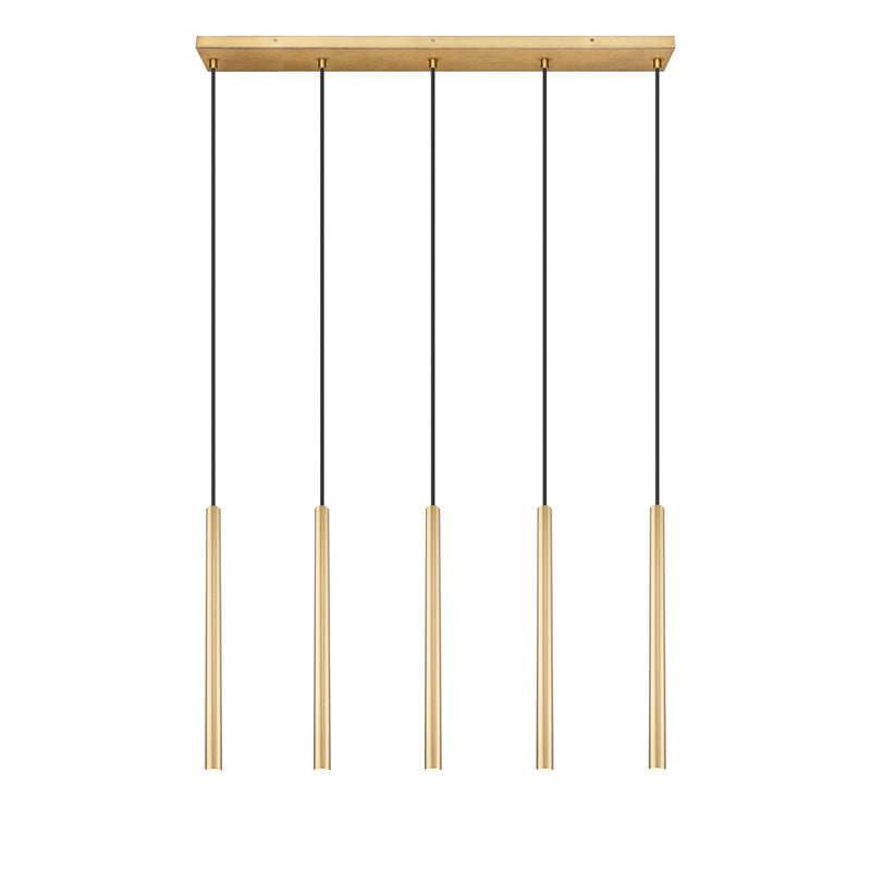 Z-Lite Forest 5Lt 42" LED Linear Chandelier, Gold/Gold