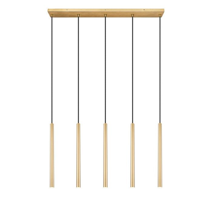 Z-Lite Forest 5 Light 42" LED Linear Chandelier, Gold/Gold