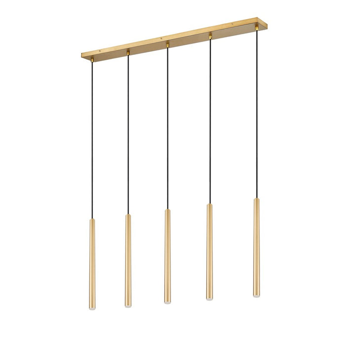 Z-Lite Forest 5 Light 42" LED Linear Chandelier, Gold/Gold