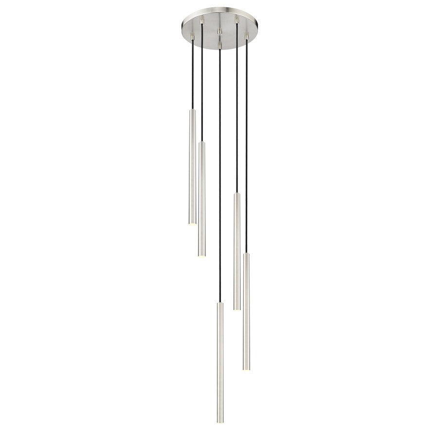 Z-Lite Forest 5Lt 24" LED Chandelier, Nickel/Nickel - 919MP24-5R-BN-LED