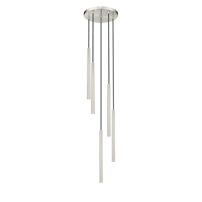 Z-Lite Forest 5 Light 24" LED Chandelier, Nickel/Nickel