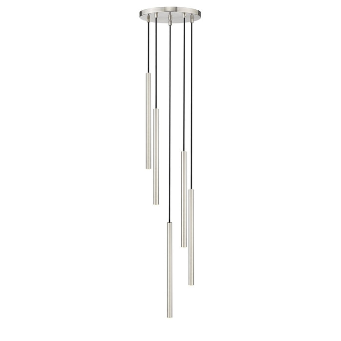 Z-Lite Forest 5 Light 24" LED Chandelier, Nickel/Nickel