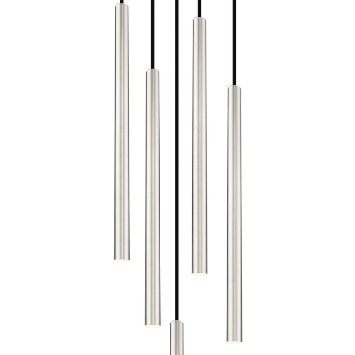 Z-Lite Forest 5 Light 24" LED Chandelier, Nickel/Nickel