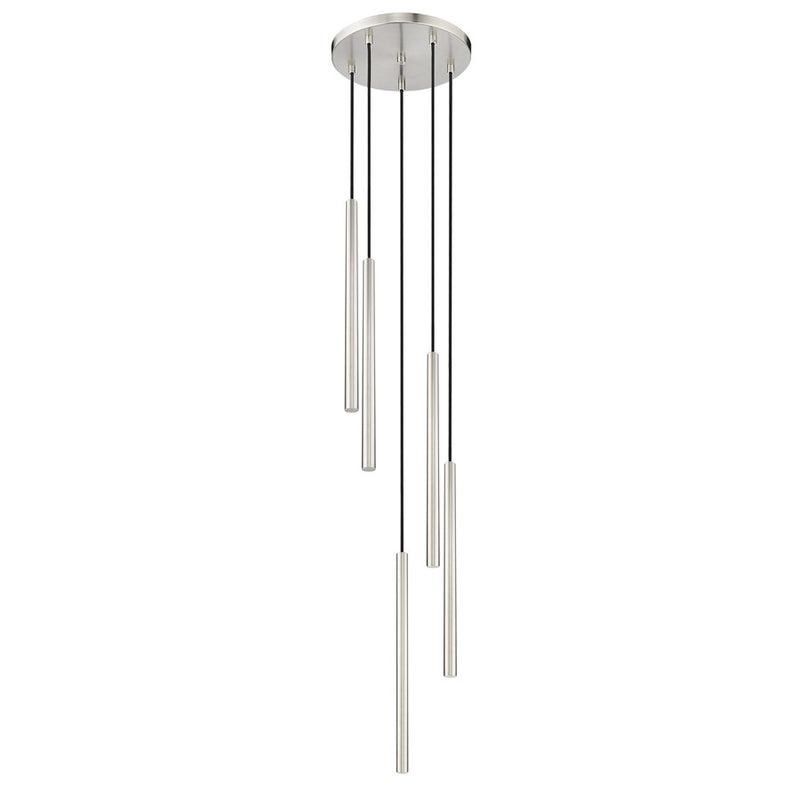 Z-Lite Forest 5 Light 24" LED Chandelier, Nickel/Nickel