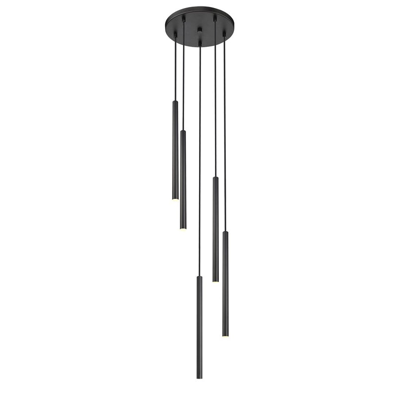 Z-Lite Forest 5Lt 24" LED Chandelier, Black/Black - 919MP24-5R-MB-LED