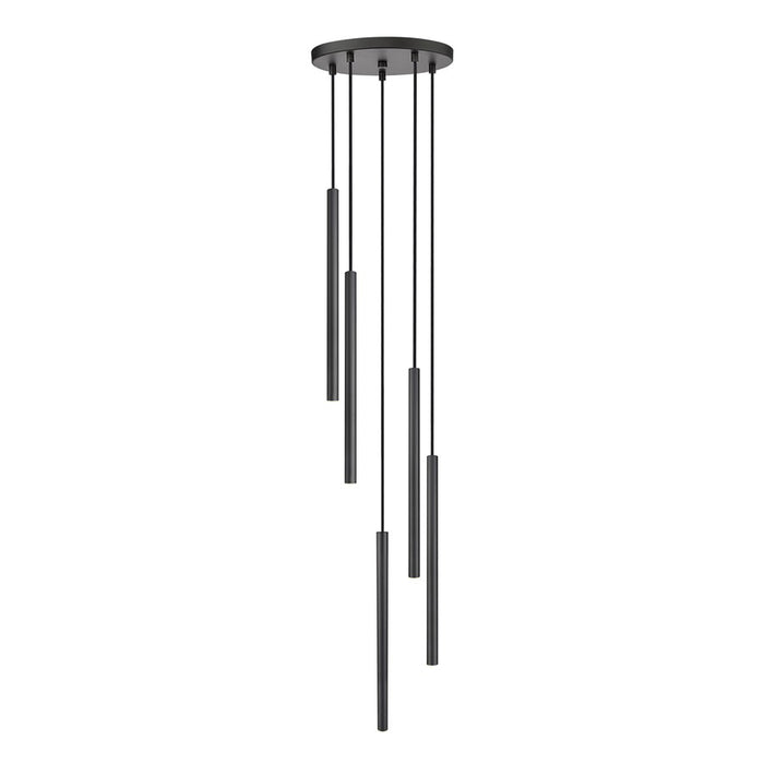 Z-Lite Forest 5 Light 24" LED Chandelier, Black/Black