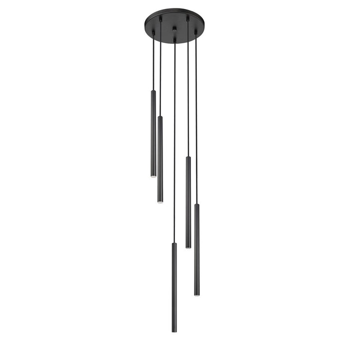 Z-Lite Forest 5 Light 24" LED Chandelier, Black/Black