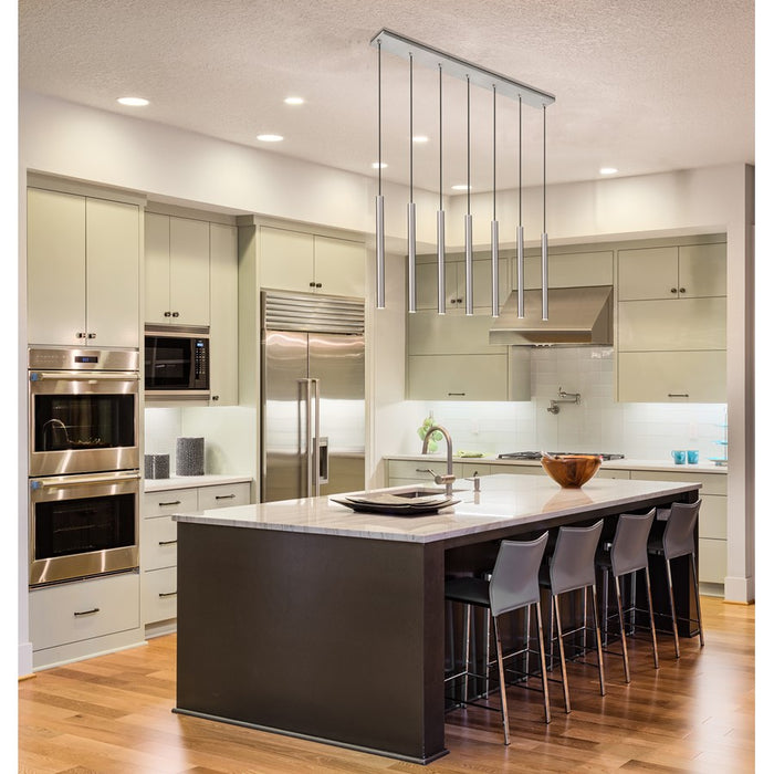 Z-Lite Forest 7Lt 24" LED Linear Chandelier, Nickel/Nickel