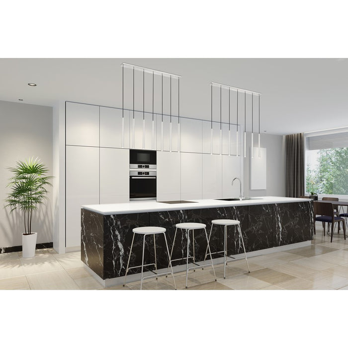 Z-Lite Forest 7Lt 24" LED Linear Chandelier, Nickel/Nickel