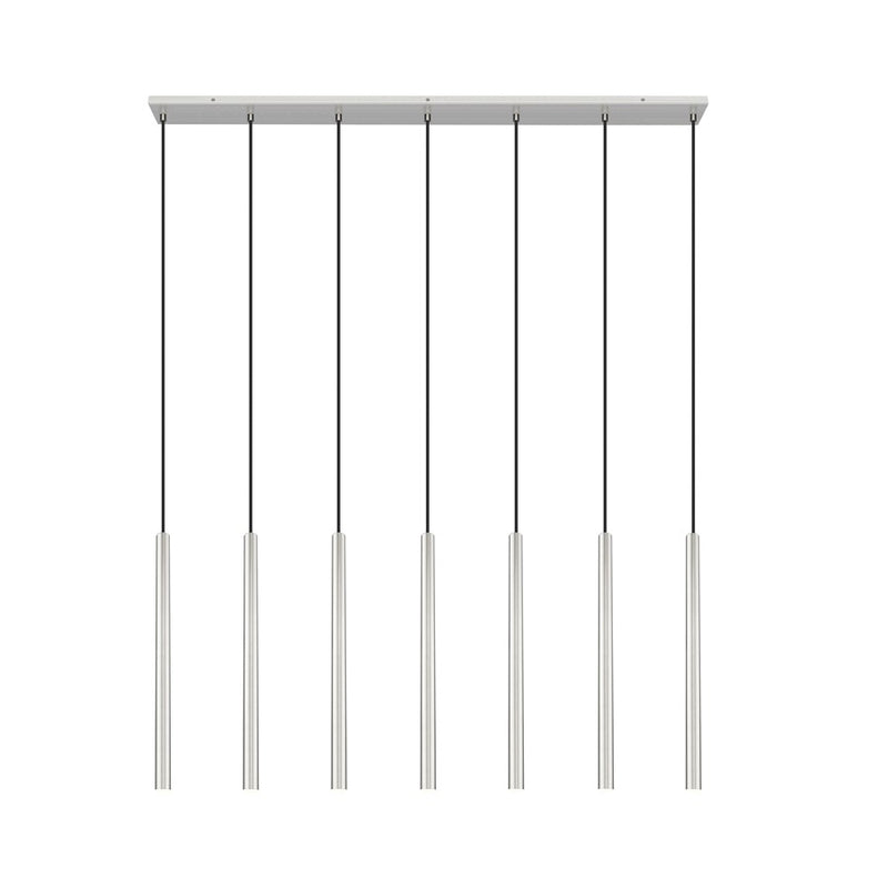 Z-Lite Forest 7Lt 24" LED Linear Chandelier, Nickel/Nickel