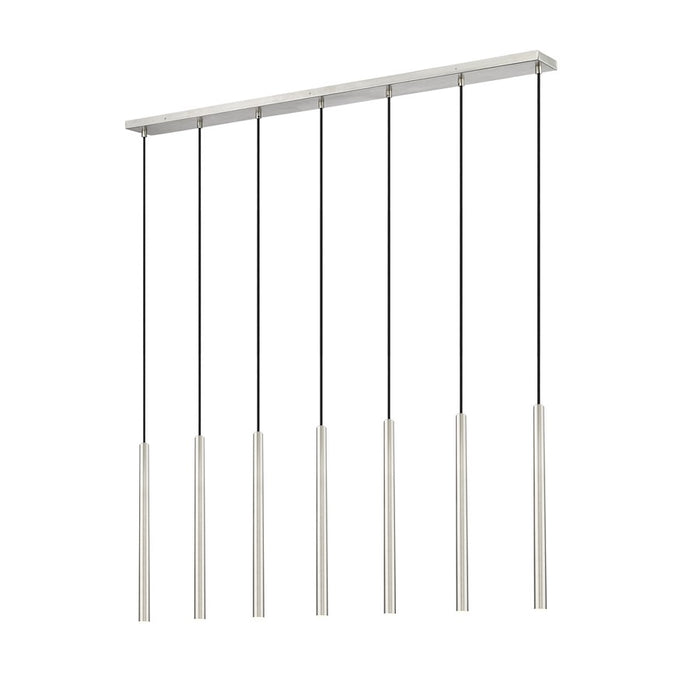 Z-Lite Forest 7 Light 24" LED Linear Chandelier, Nickel/Nickel