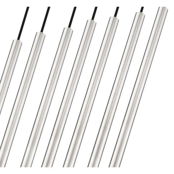 Z-Lite Forest 7 Light 24" LED Linear Chandelier, Nickel/Nickel